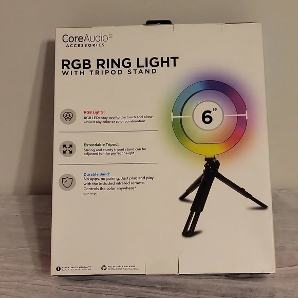 NWT Core Audio RGB ring light with tripod stand - Picture 3 of 12